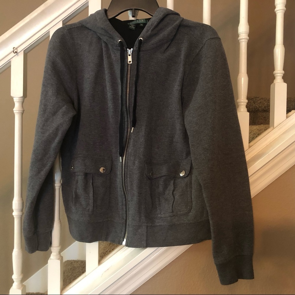 Ralph Lauren Gray & Black Hoodie - Petite Large